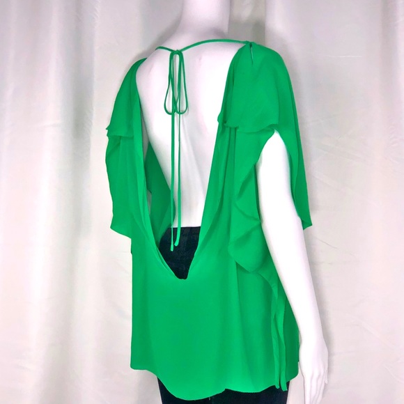 Halston Heritage Green Silk Tie & Open Back Blouse - Picture 6 of 15